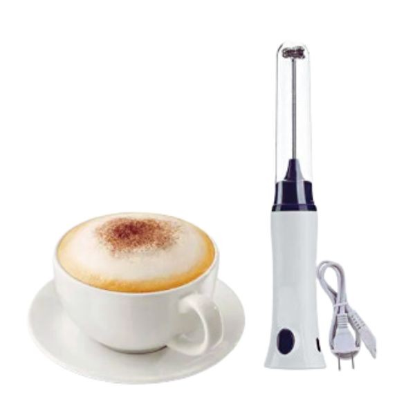 Rechargeable Hand Mixer – Electric Coffee, Milk & Juice Maker (White)