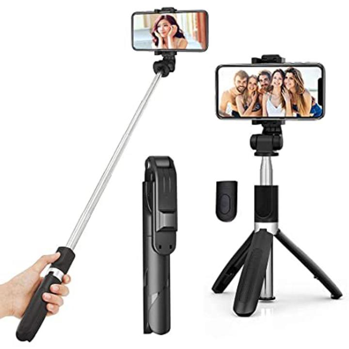 Q07 Foldable Selfie Stick with Mini Tripod, Fill Light & Bluetooth Remote – 100cm Extendable Phone Holder